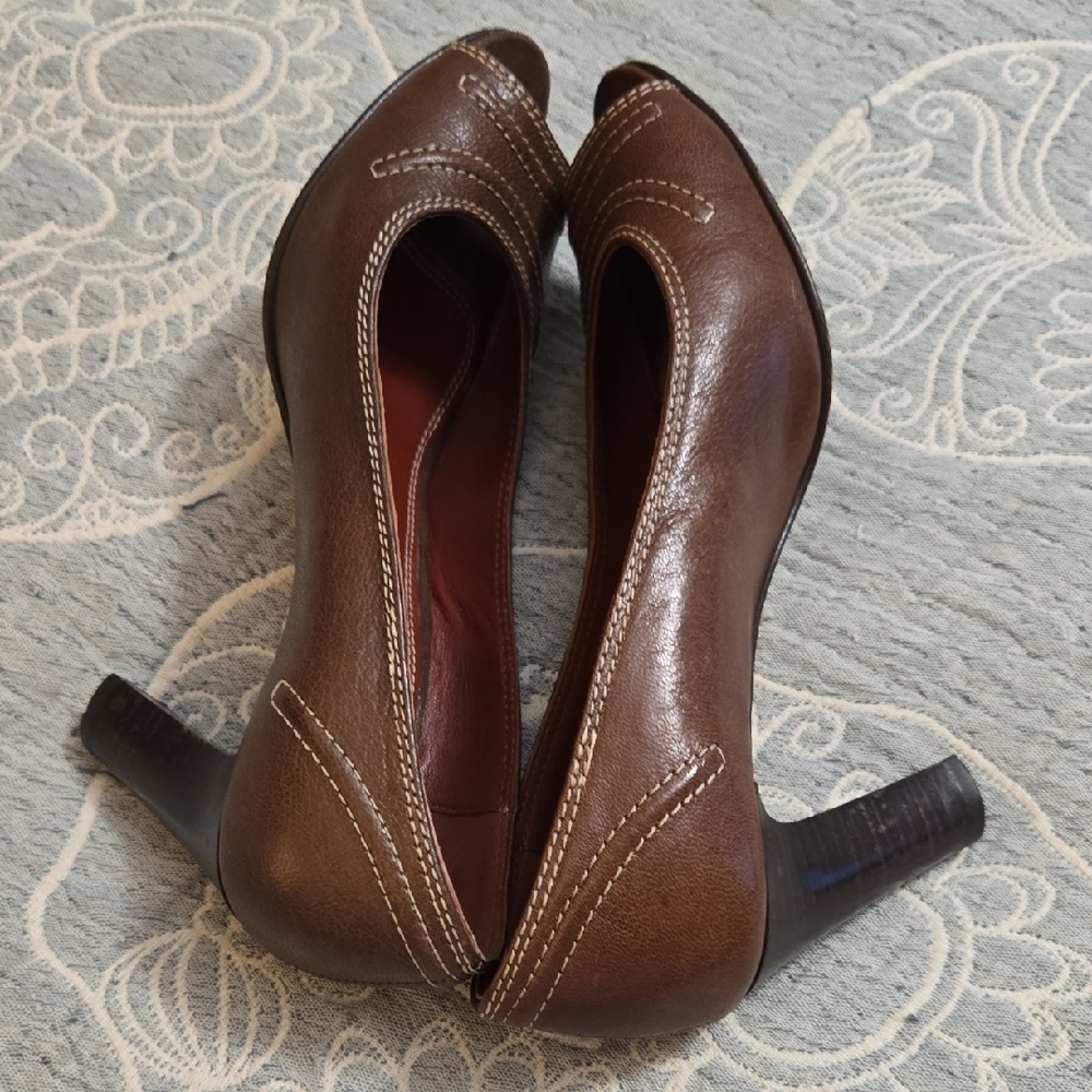 Coach Chocolate Brown Peep-Toe Heels - Picture 5 of 5
